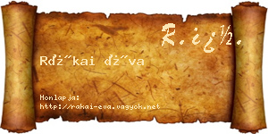 Rákai Éva névjegykártya